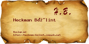 Heckman Bálint névjegykártya